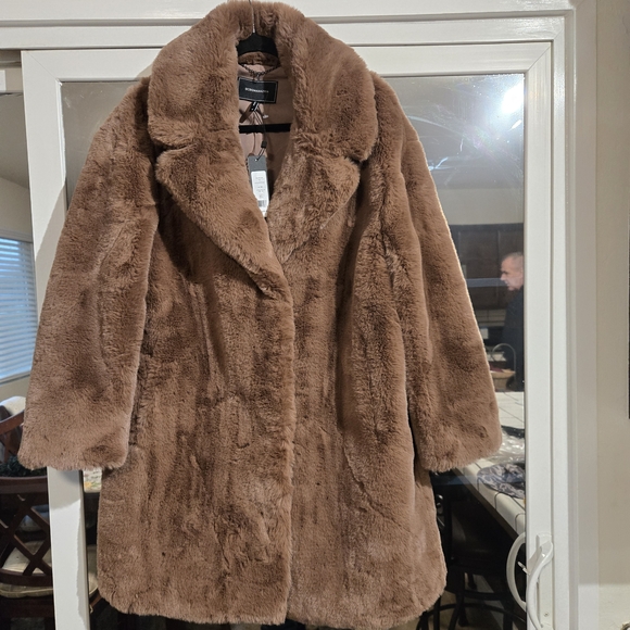 BCBGMaxAzria Plush Tan Teddy Jacket